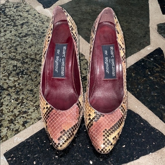 Stuart Weitzman Shoes - Stuart Weitzman For Mr Seymour Snakeskin Heels